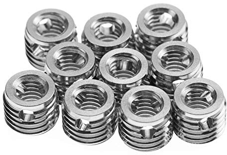 Inserts Filetés Autotaraudeurs 10 Pièces, Inserts de Réparation de Filetage en Acier Inoxydable, Kit de Joint de Remplacement pour Meubles en Bois (Intérieur M6*1.0 extérieur M10*1.25 longueur 8mm)