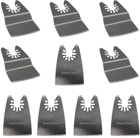 10 X Rennie Tools 50mm Mixed Scraper Blades/Oscillating Multitool Blades | For Scraping Cutting Removing Paint Caulk Adhesive Sealant Compatible With Stanley Worx F30 Erbauer Dewalt Multi Tools Etc