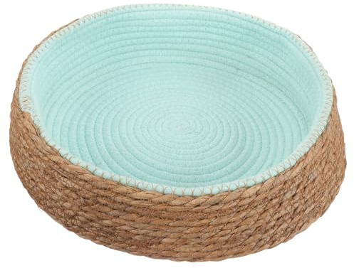 Beaupretty Wicker Woven Dog Bed Round Cat Sleeping Bed Natural Grass Willow PET Mat Breathable PET Cat Nest Scratch-Resistant House