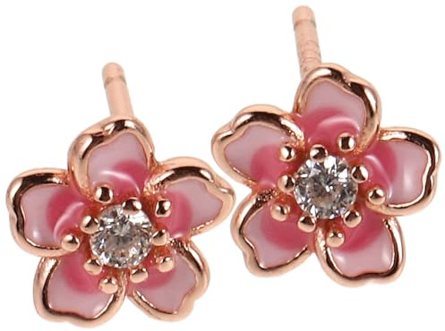 PACKOVE Boucles d'oreilles en sterling 925 en forme de fleur de cerisier pour femme et fille Rose, Mittel, 925, Pas de gemme