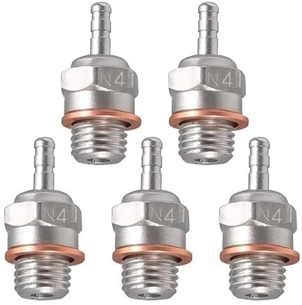 5Packs RC Glow Plug #4 N4 Medium Hot Spark Nitro Engine Parts 70117 Compatible with Traxxas Kyosho Redcat HPI HSP 1/8 1/10 RC Car Truck Buggy