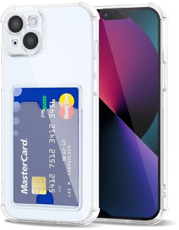 Svanove for iPhone 13 Mini Case Wallet Clear, Card Holder Case with Credit Card Slot, Thin Slim Transparent Silicone Grip Soft Rubber Protective Shockproof Airbag Bumper for Women, Clear