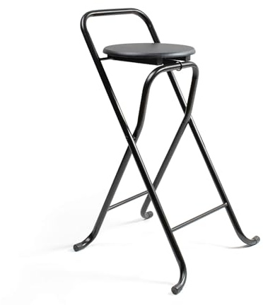 THE SECRET HOME - Pack de 1,2,4 y 6 Taburetes Plegables con Respaldo - Alto. 80 cm x Ancho. 45 cm - Silla Plegable de Metal y Madera (1, Madera Negra/Negro, Alto. 80 cm x Largo. 45 cm)