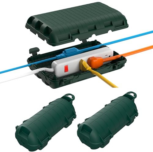 Outdoor Extension Cord Box, 3 Pack Large Waterproof Electrical Box Plug Protector Cable Connection Safety Cover IP54 Water-Resistant for Power Strip, Holiday Light and Decorations, Green