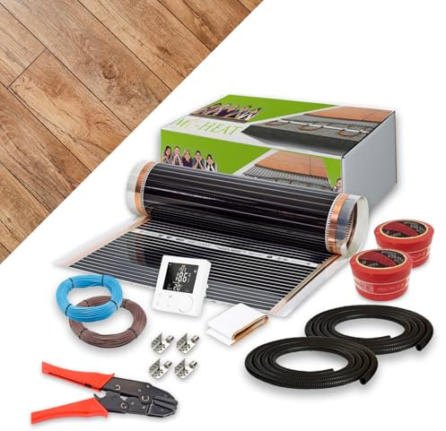 Chauffage au sol électrique 130 W/m² - Kit complet 20 m² avec thermostat intelligent WiFi - Chauffage au sol électrique pour stratifié, parquet, vinyle sur plaque de support HDF