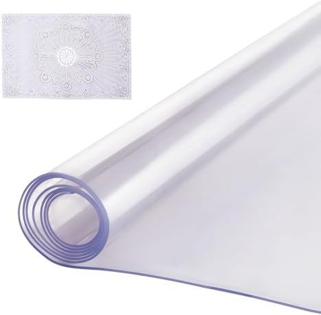VEVOR Plastic Table Cover, 42 x 60 Inch 2.0 mm Thick Clear PVC Desk Mat Protector, Waterproof & Easy Cleaning Desk Pad Tablecloth, for Office, Dresser, Dining Room, Night Stand