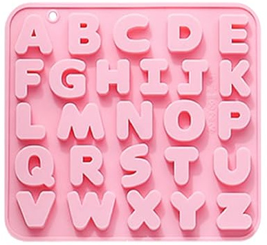 YEJAHY Stampo in silicone a forma di lettere, A-Z, alfabeto, in silicone, riutilizzabile, per stampi fai da te, torte (rosa)