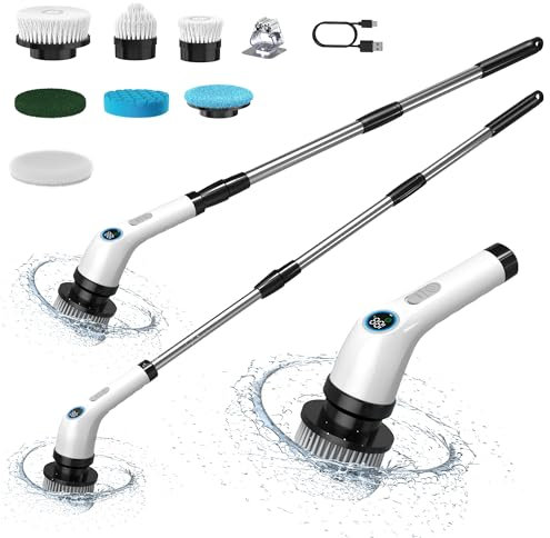 Elektrische Reinigungsbürste Haushalt - Haushalt Electric Spin Scrubber Schnurlos mit Akku - Reinigungsbürste Elektrisch Bad - Schrubber Terrasse - Reinigungsbuerste Elektrisch Spin - Putzbürste
