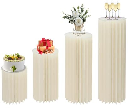 Hochzeit Tafelaufsätze Karton Vasen, 4 Stück Hochzeit Karton Blumenständer, Faltbare Papiersäulen für Hochzeit Geburtstag Party Dekoration