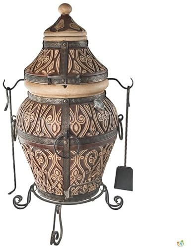 Tandoor - Forno in argilla refrattaria - Barbecue in ceramica per carne, pane, pizza e verdure, a carbone e in legno, per giardino e terrazza, affumicatore, tanur, Grand Tandyr, Tandir (Asia) ca. 105L
