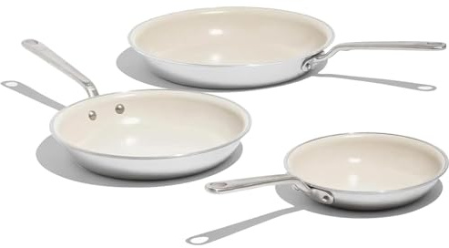 Made In Cookware - 3-Piece (Includes 8, 10, 12) Ceramic Non Stick Frying Pan Set (Discontinued Ceramic 1.0) - 5-Ply Stainless Clad with Stay-Cool Handle - Professional Cookware