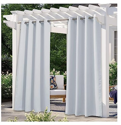 Wasserdichter Outdoor-Sichtschutzvorhang für Terrasse, Garten, Veranda, Pergola, Cabana, Pavillon, Sonnenraum, weiße Ösen, Vorhänge, 1 Paneel, 320 x 264 cm