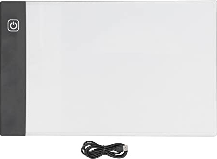 Lavagna da Disegno a LED Regolabile, Pannello Luminoso per Tracciamento A5 con Cavo USB, 3 Livelli di luminosità, per Stencil, Animazione 2D, Calligrafia
