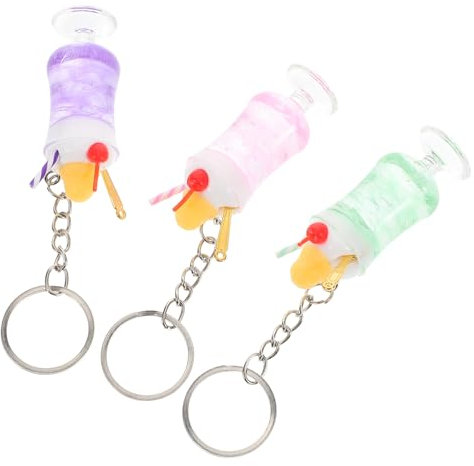 Homoyoyo Accessoires Miniatures pour Maison de Poupée 3pcs Porte-clés Boisson Glacée aux Fruits en Abs, Design Créatif, Portable et Multifonctionnel pour Bracelets ou Boucles D'oreilles