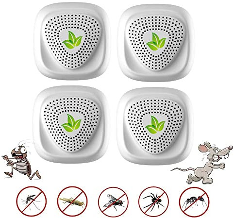 AILEDA Ultraschall Schädlingsbekämpfer, 4 Pack Elektronische Insektenschutzmittel, Innenräumen Pest Repeller und Ultraschall Abwehr Schädlingsfallen für Mücken,Mäuse,Spinnen,Kakerlaken,Insekten