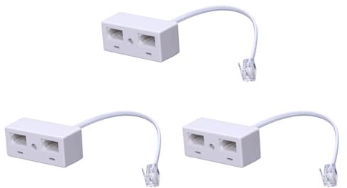 Xnuiasqe 3X RJ11 Plug to Dual UK BT Telephone Socket Convertor