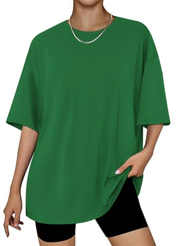 OYIGELZ T-shirt pour femme - Coupe ample - Manches courtes - T-shirt d'été basique - Col rond - Haut large - T-shirt d'entraînement en coton, 3XL