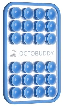 OCTOBUDDY Mirror - Supporto Cellulare in Silicone con Specchio Integrato | Il GOAT Delle Ventose per Telefono - Selfie e Video Senza Mani - Accessorio per Content Creator - 66 x 99 mm, Azzurro Chiaro