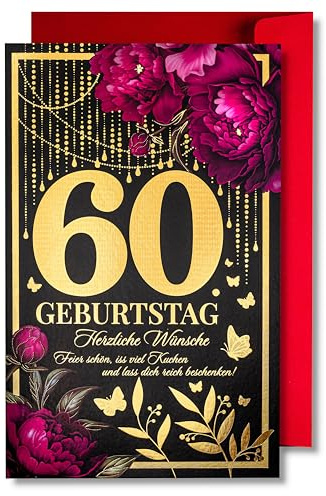 art nuvo Geburstagskarte für Frauen - fröhliche Geburtstagskarte mit Umschlag voller Glanz und schimmerndem Licht, das sich in der glitzernden Zahl und den bunten Drucken widerspiegelt