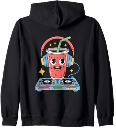 Dj Gobelet Heureux Avec Casque Sweat à Capuche