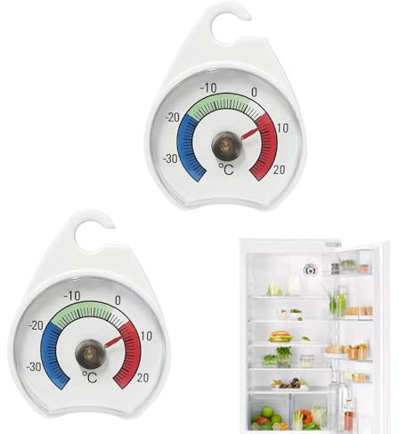 2 Pcs Fridge Freezer Thermometer, Dial Refrigerator Thermometer Thermostat with Coloured Zones for Monitoring Refrigerator Temperature Fridges