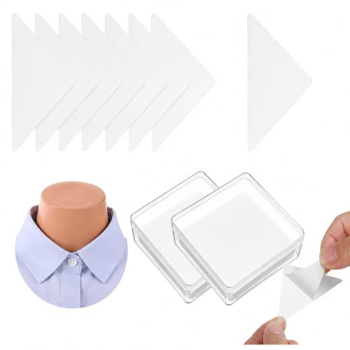 BESTYASH Selbstklebende Kragenstütze, 60 Stück, PVC Dreieckspads | Easy-Peel Klebeecken, zuschneidbar und transparent für einen unauffälligen Kragensitz