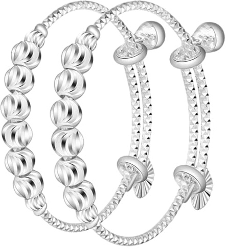 Hohopeti 2 Pezzi Braccialetti per Regolabili in Argento con Campanellino Braccialetti Sicuri e Delicati per Ragazzo Ragazza Gioielli Infantili per Bambine Regalo per Compleanni e Festività