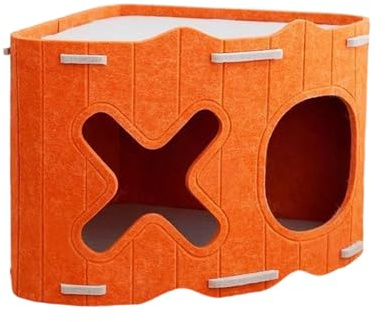 Caverne pour Chat Lit Douillet, Niche Semi-Fermée pour Animaux de Compagnie, Caverne Nid Anti-Griffes pour Chat, pour Intérieur Extérieur Voyage d'hiver Maison Appartement