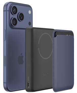 Belkin BoostCharge Batería Externa 10000 mAh con Anillo Magnético - Negro | Power Bank de 10000 mAh, Anillo Magnético para Accesorios, 2 Puertos USB-C, Precargada, Cable Incluido, Batería Portátil