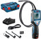 Bosch Professional 12V System Inspektionskamera GIC 120 C (1x Akku 12V + Ladegerät, Kabellänge: 120 cm, Display: 3,5’’, 4X AA-Batterie, L-BOXX), 0601241201
