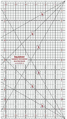 Liquidraw - Righello per Patchwork, in Acrilico, Modello Imperiale, Trasparente, 15,2 x 61 cm, 15,2 x 30,5 cm