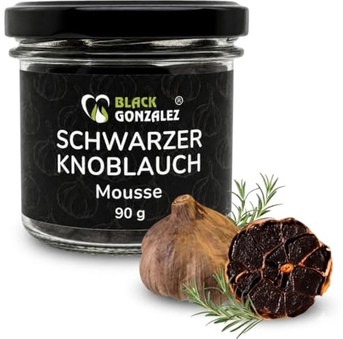 Schwarzer Knoblauch Mousse 90g - Cremige Black Garlic Paste aus 90 Tage gereiftem Ajo Morado aus Spanien - Umami Brotaufstrich & Feinkost zum Verfeinern von Pasta & Saucen