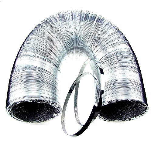 HYDROPLANETE Gaine de Ventialtion en Aluminium 3 mètres + 2 Colliers de Serrage - Kit de raccord pour Extraction d'air (125)