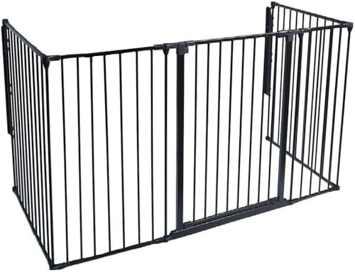 Safetots Extra Hoher MehrPanel Kaminschutzgitter, 77cm Tief x 190cm Breit, Schwarz, 105cm Hoch, Kind und Haustierschutz vor Feuer, Baby und KleinkindFeuerschutz, Sicherheitsbarriere für Kamine
