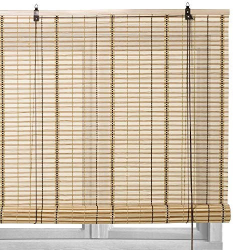 LOLAhome - Persiana Estor Enrollable de bambú Natural de Estilo rústico para Dar Sombra, protección Solar o escurecer Puertas o Ventanas (Beige, 120X180 CM)