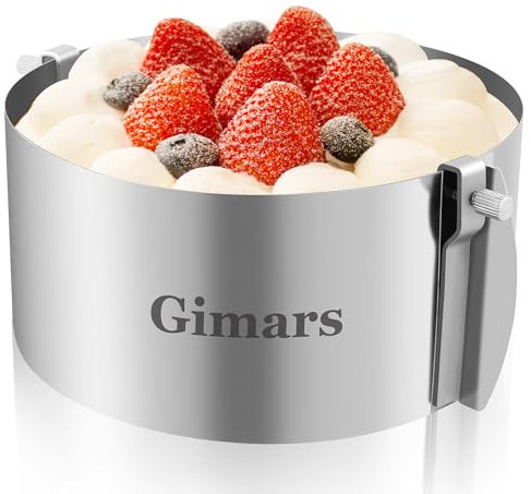 Gimars Adjustable Cake Ring Mould Leak-Proof, Food-Safe Stainless Steel Round Mold for Baking, Cake Baking Ring Mould Cutter for Cooking Crumpets Eggs Pastry Mousse Desserts