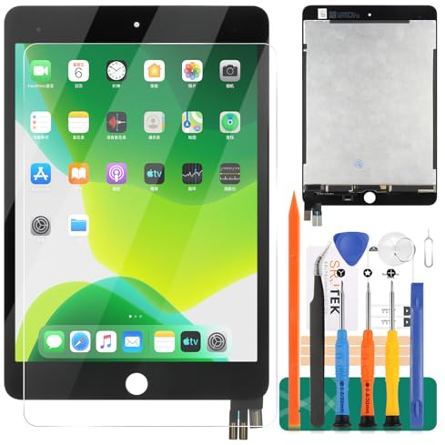 Ersatzdisplay für iPad Mini 5 7,9 Zoll 2019 A2126 A2124 A2133 LCD Display Touchscreen Digitizer Montage Glasscheibe Matrix Reparaturteil-Set (schwarz)