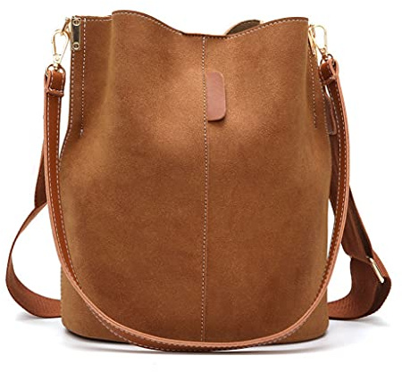 Generic Umhängetasche für Frauen, Vintage, Bucket, Tote, PU-Leder, Handtaschen mit verstellbarem Riemen, Messenger-Taschen im Retro-Stil, Schwarz