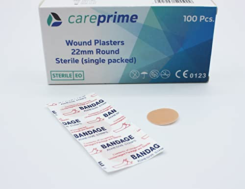 Lot de 100 pansements stériles autocollants - Pansements ronds et imperméables - Diamètre : 22 cm - Emballés individuellement