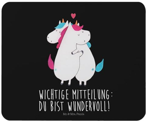 Mr. & Mrs. Panda Mousepad Einhorn Mitteilung - Geschenk, Mausunterlage, Mauspad, Liebe, Einhörner, pc, Mausmatte, Spruch, Unicorn, Valentinstag, mousematte