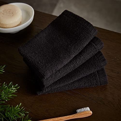 Catherine Lansfield Quick Dry Cotton Face Cloth 4 Pack Black