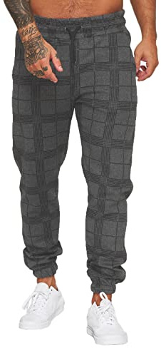 Jogginghose Herren Trainingshose Loose Fit Sporthose Lang Sweatpants Kariert Freizeithose für Männer