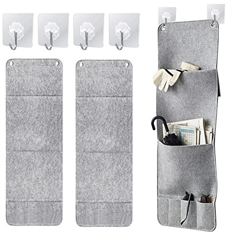 Nizirioo Organizador colgante plegable almacenamiento, 2 unidades, organizador armario, organizador armario, organizador colgante, incluye 4 ganchos para armario, organizador puerta baño