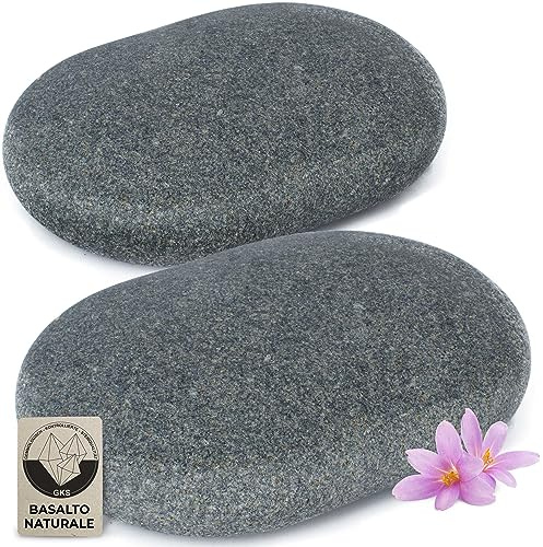 Pierre Chaude XL pour le Sacrum [2 Unités], Hot Stone en Basalte Certifié Authentique pour Beaucoup de Chaleur, pour Compléter Votre Set de Massage Pierres Chaudes