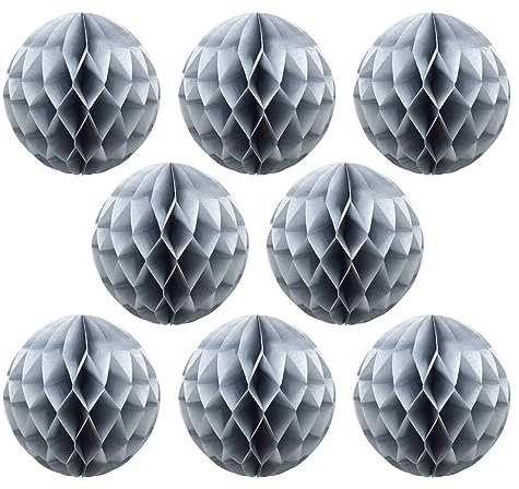 Ruidee 8 bolas de papel de panal de abeja, bolas de papel de seda, decoración de fondo de fiesta para bodas, fiestas de cumpleaños, baby showers (8 pulgadas/gris)