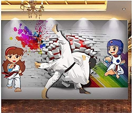 Papel pintado con foto 3D Mural Taekwondo maestro herramienta de dibujos animados Fondo sala de estar decoraci Decoración Fotomural Sala De Estar Pared Pintado Papel Tapiz No Tejido-430cm×300cm