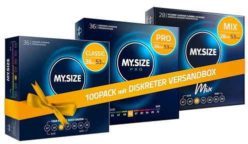 MY.SIZE 100 Kondome 53 mm Megaset Classic + Mix + Pro | Größe 3 | 100 Stück Sparpackung | Premium Kondom extra dünn | gefühlsecht hauchzart | dünne Wandstärke