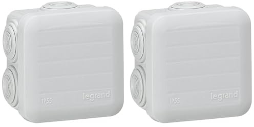 Legrand - Boîte de dérivation carrée 65x65x40mm - fermeture par enclipsage - gris (Lot de 2)