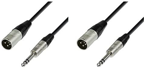 Adam Hall K4 BMV 0030 Mikrofonkabel REAN XLR male auf 6,3 mm Klinke stereo 0,3 m (Packung mit 2)