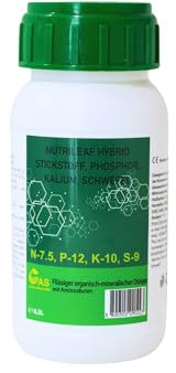 2661 Engrais Nutrileaf Hybrid Cet engrais végétal organo-minéral, engrais biologique, biostimulateur, engrais pour fleurs, engrais liquide, (azote, phosphore, potassium, soufre, acides aminés) (300ml)